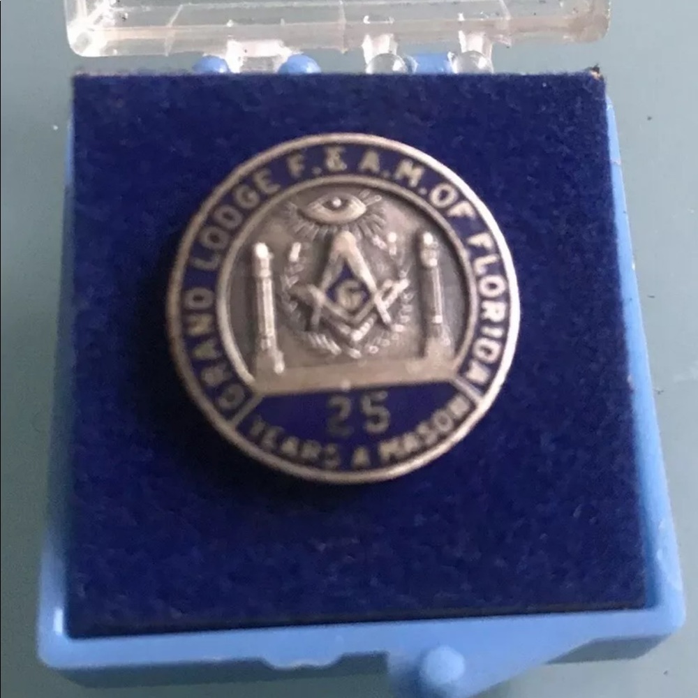 Vintage F &A M of Florida Masons 25 Year Lapel Pin